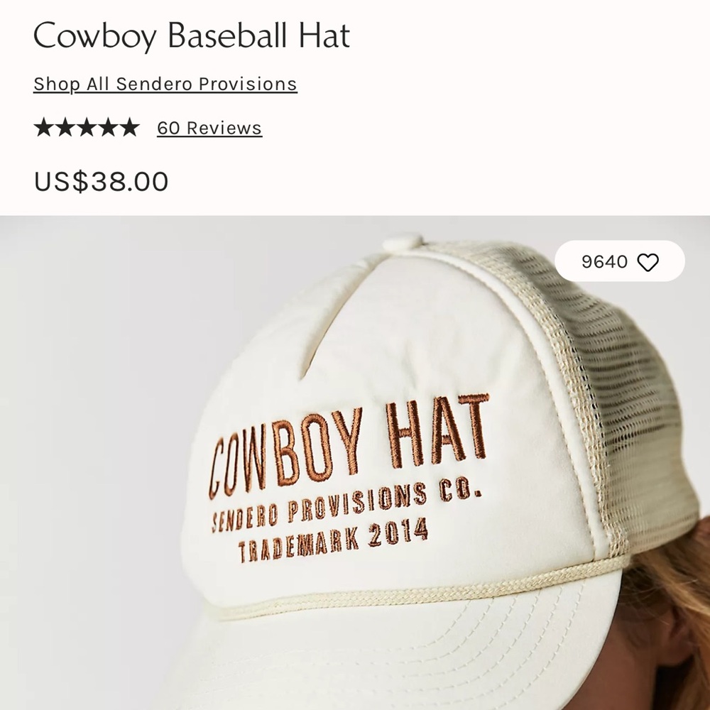 Green Cowboy Baseball Hat Free People NWT - Picture 3 of 3